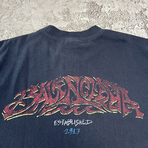 バレンシアガコピー  ウォッシュソルトミルヴィンテージプリントトーテムクルーネック半袖Tシャツ