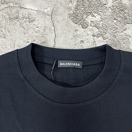 バレンシアガ ポートレートアルファベットロゴラウンドネックファッション半袖Tシャツ