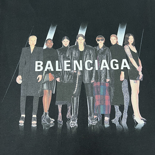 バレンシアガ ポートレートアルファベットロゴラウンドネックファッション半袖Tシャツ