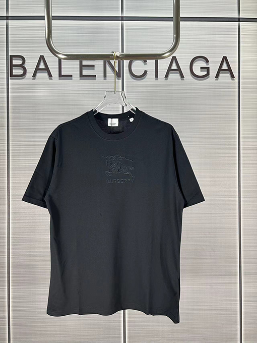 バーバリースーパーコピー  軍馬大ロゴロゴ刺繍半袖Tシャツ