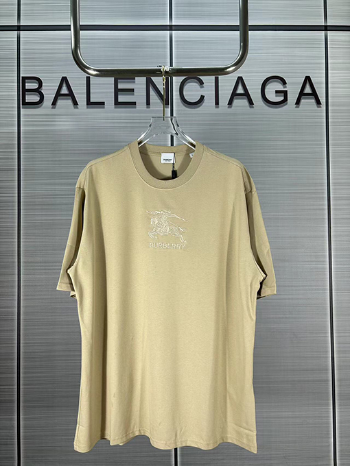 バーバリースーパーコピー  軍馬大ロゴロゴ刺繍半袖Tシャツ