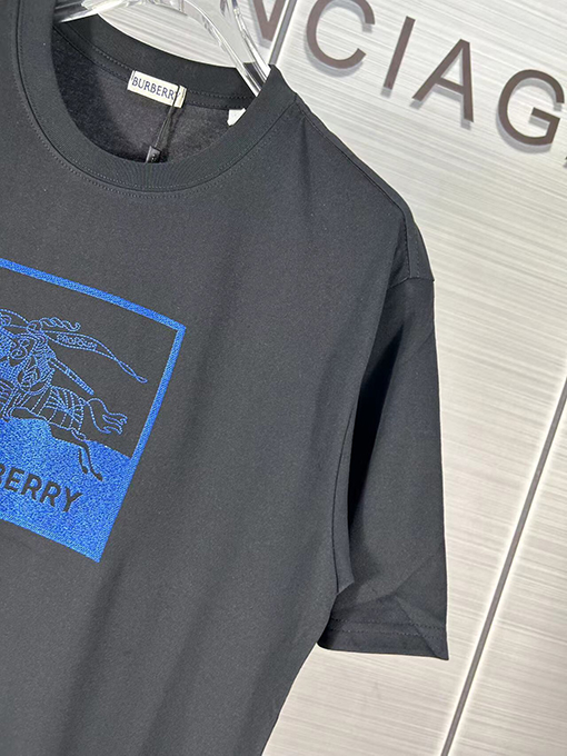 バーバリー 水墨戦馬騎士ロゴ刺繍半袖Tシャツ