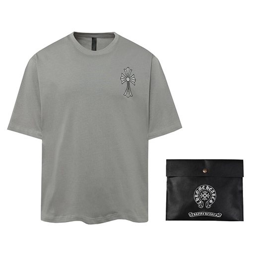 クロムハーツ  ヘビーカラークロスホットドリルラウンドネック半袖Tシャツ