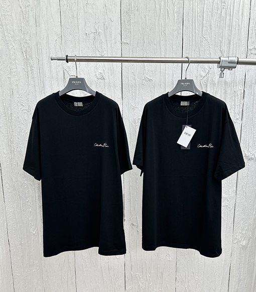 ディオール   新しい手書きのスズランプリント半袖Tシャツ