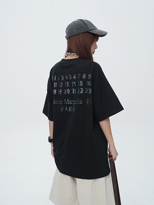 マルタンマルジェラ 新しいデジタルカラーチェック柄3 Dグループリント半袖Tシャツ