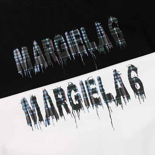 マルタンマルジェラ   新しいデジタルカラーチェック柄3 Dグループリント半袖Tシャツ