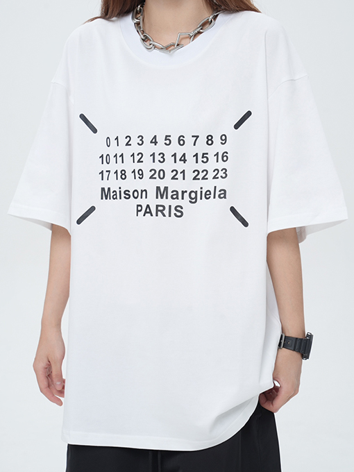 マルタンマルジェラ フロントロゴアルファベットプリント半袖Tシャツ