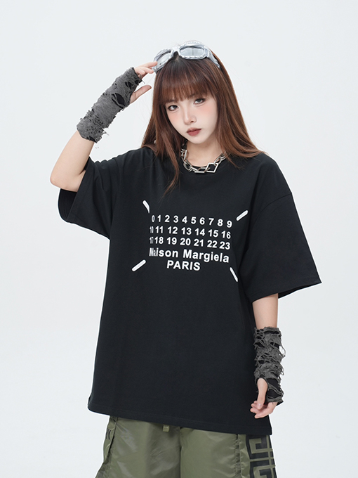 マルタンマルジェラ フロントロゴアルファベットプリント半袖Tシャツ