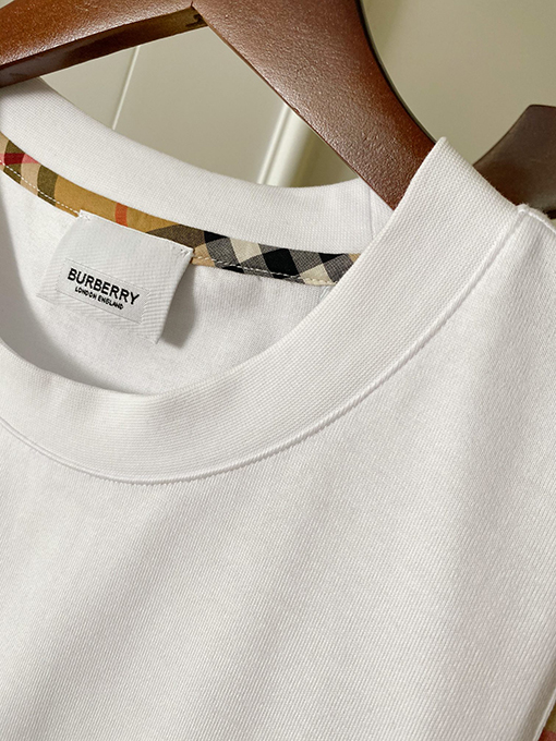 バーバリーコピー   サイドステッチ装飾コットン半袖Tシャツ