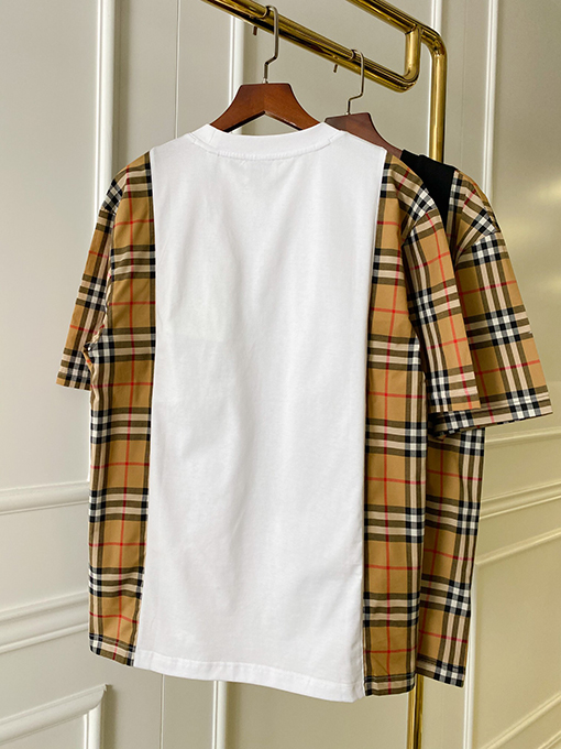 バーバリーコピー   サイドステッチ装飾コットン半袖Tシャツ