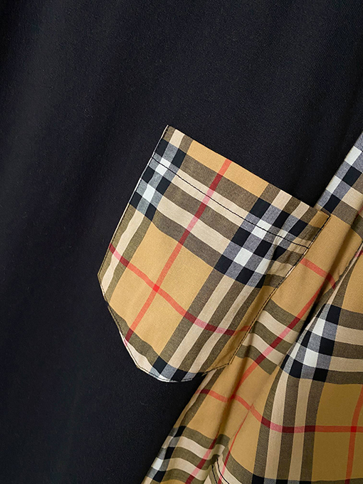 バーバリーコピー   サイドステッチ装飾コットン半袖Tシャツ