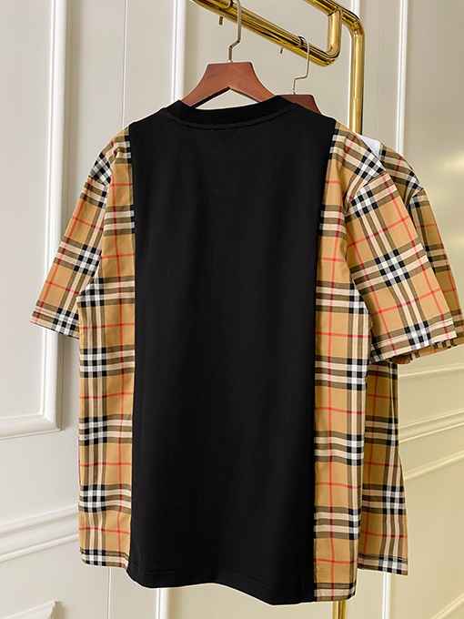 バーバリーコピー   サイドステッチ装飾コットン半袖Tシャツ