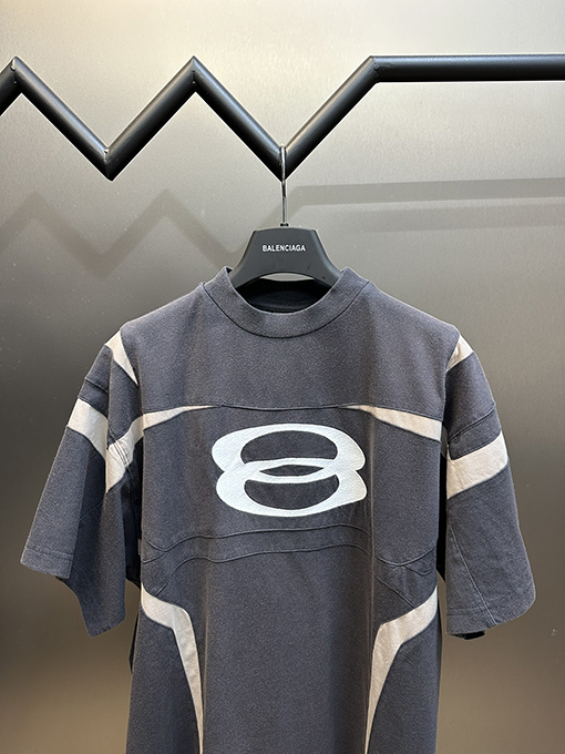 バレンシアガ ダブルリング廃土風パッチワーク半袖Tシャツ