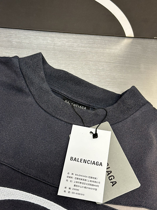 バレンシアガ ダブルリング廃土風パッチワーク半袖Tシャツ