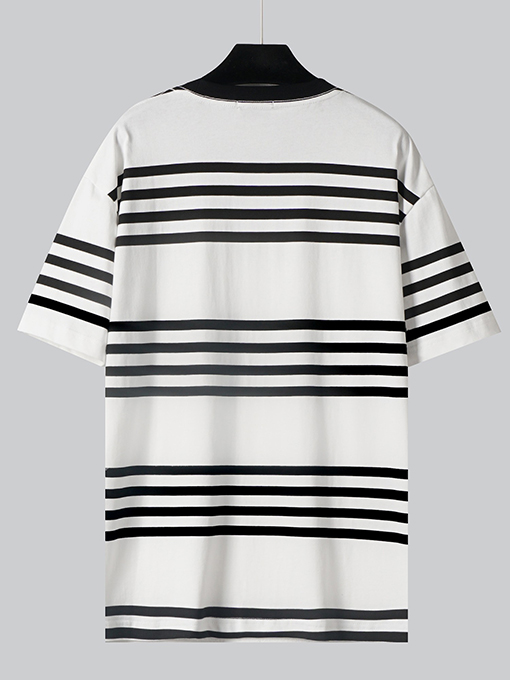 セリーヌスーパーコピー   胸にシルクスクリーンプリントストライプニット半袖Tシャツ