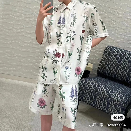 ディオールコピー   新しい花柄シャツ花柄桑シルクパンツ