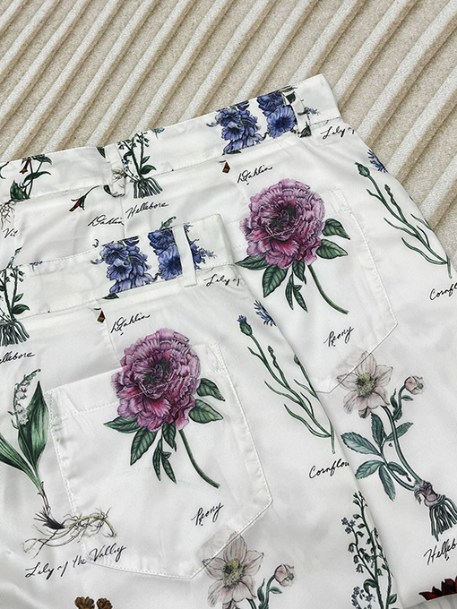ディオールコピー   新しい花柄シャツ花柄桑シルクパンツ