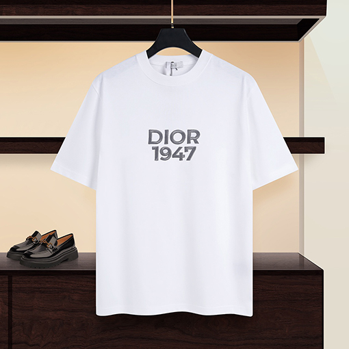 ディオール 1947刺繍ロゴアルファベット半袖Tシャツ