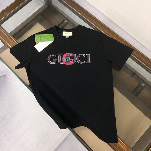 グッチ 新しいロゴパターンプリントデザイン半袖Tシャツ