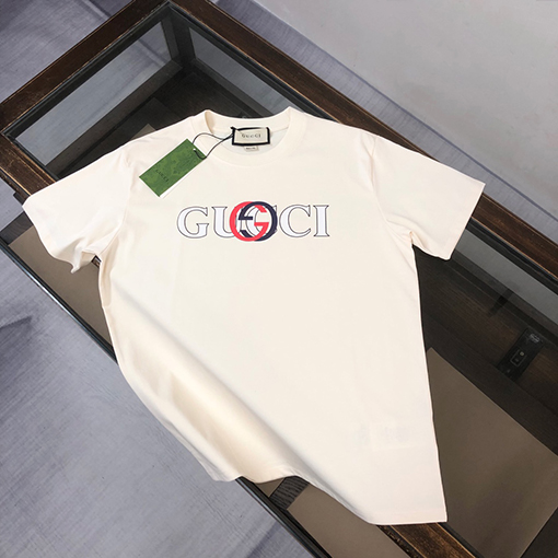 グッチ 新しいロゴパターンプリントデザイン半袖Tシャツ