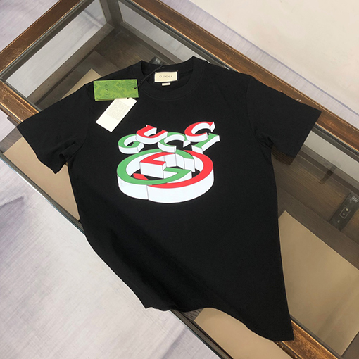 グッチスーパーコピー  新しいロゴパターンプリントデザイン半袖Tシャツ