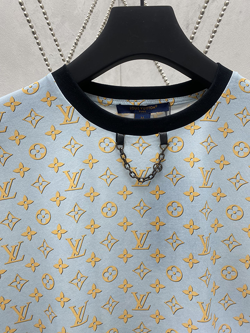 ルイヴィトン  新しい循環古いプリント半袖Tシャツ