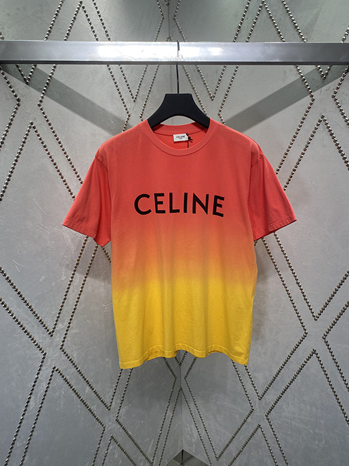 セリーヌ 新しいプリント吊り下げグラデーション半袖Tシャツ