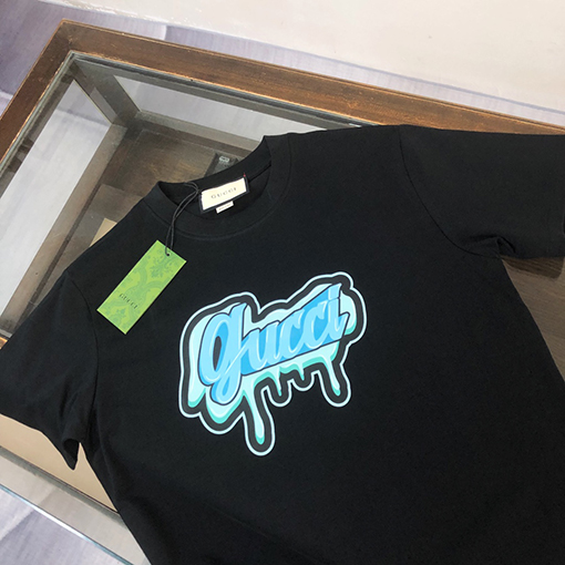 グッチ 新しいロゴパターンプリント技術デザイン半袖Tシャツ