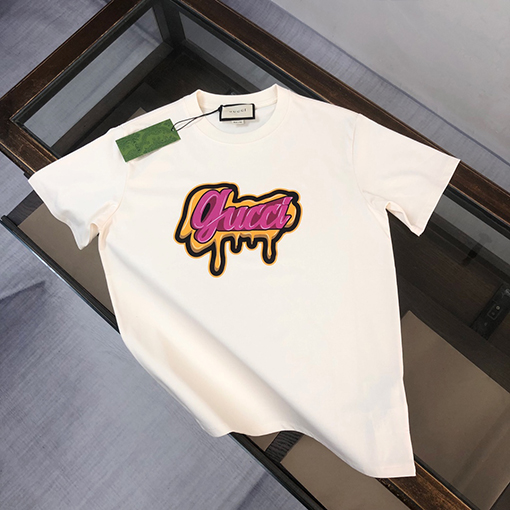 グッチ 新しいロゴパターンプリント技術デザイン半袖Tシャツ