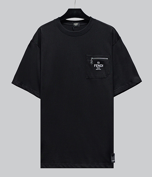 フェンディ 胸ポケットロゴプリントラウンドネック半袖Tシャツ
