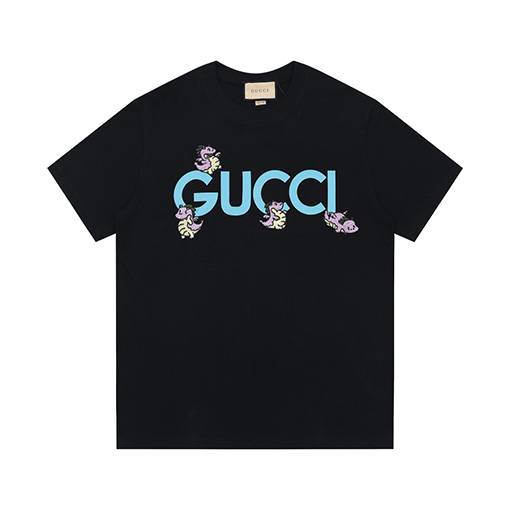 グッチ 新しい刺繍プリントラウンドネック半袖Tシャツ