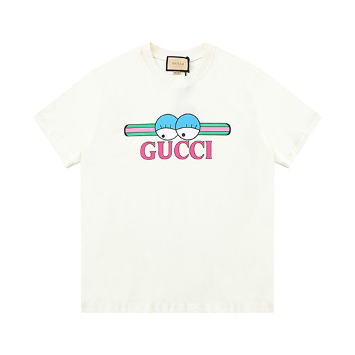 グッチ 新しい両眼球アルファベット柄半袖Tシャツ