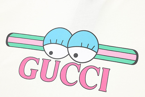 グッチ 新しい両眼球アルファベット柄半袖Tシャツ
