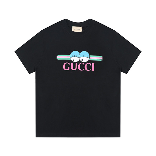 グッチ 新しい両眼球アルファベット柄半袖Tシャツ