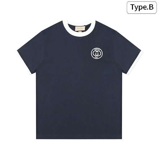 グッチ 新しいパッチワーク文字ロゴ刺繍パターン半袖Tシャツ