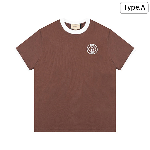 グッチ 新しいパッチワーク文字ロゴ刺繍パターン半袖Tシャツ