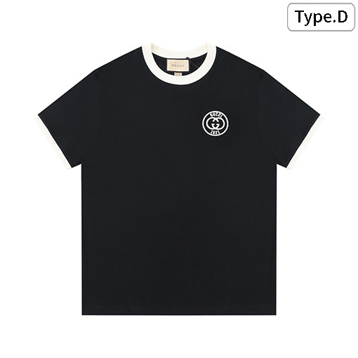 グッチ 新しいパッチワーク文字ロゴ刺繍パターン半袖Tシャツ