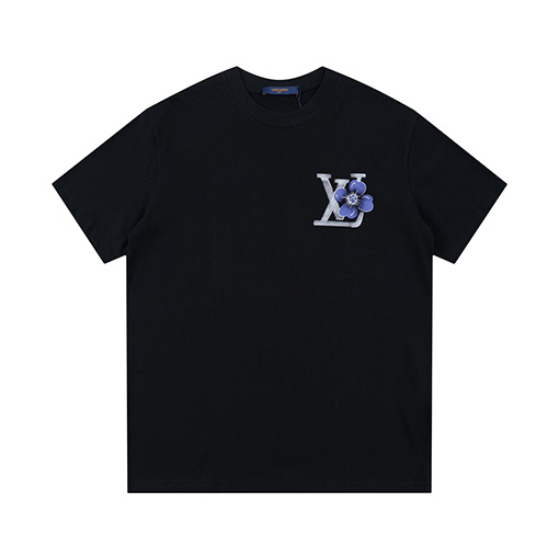 ルイヴィトンスーパーコピー 新しい花のラウンドネック半袖Tシャツ
