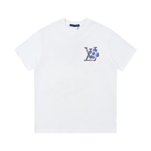 ルイヴィトンスーパーコピー 新しい花のラウンドネック半袖Tシャツ