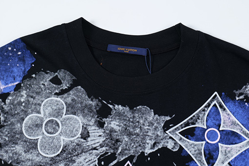 ルイヴィトン 新しい花のファッションプリント技術ラウンドネック半袖Tシャツ