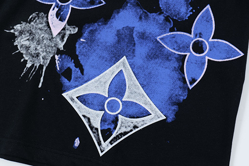 ルイヴィトン 新しい花のファッションプリント技術ラウンドネック半袖Tシャツ