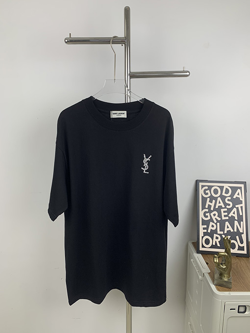 サンローランコピー 新しい立体ロゴ半袖Tシャツ