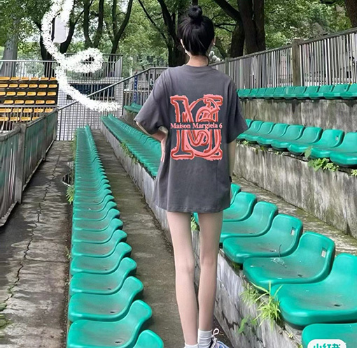 マルタンマルジェラ 新しい発泡カラー前後プリント半袖Tシャツ