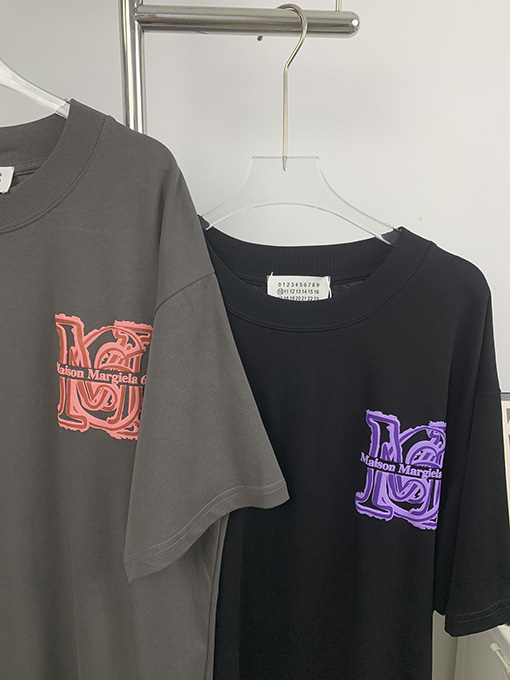 マルタンマルジェラ 新しい発泡カラー前後プリント半袖Tシャツ