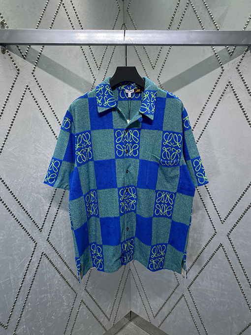 ロエベコピー 新しい酸っぱい果物の緑の綿のタオル布ジャカード半袖Tシャツ