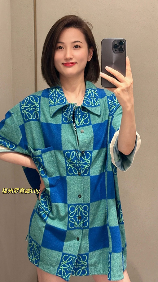 ロエベコピー 新しい酸っぱい果物の緑の綿のタオル布ジャカード半袖Tシャツ