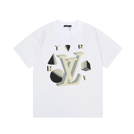 ルイヴィトンコピー アルファベットプラネットロゴドロッププリント半袖Tシャツ