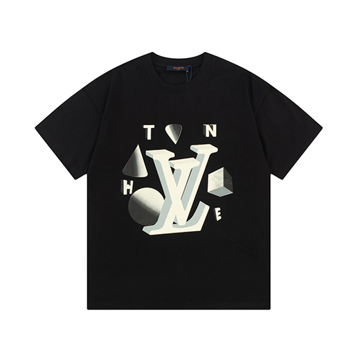 ルイヴィトンコピー アルファベットプラネットロゴドロッププリント半袖Tシャツ