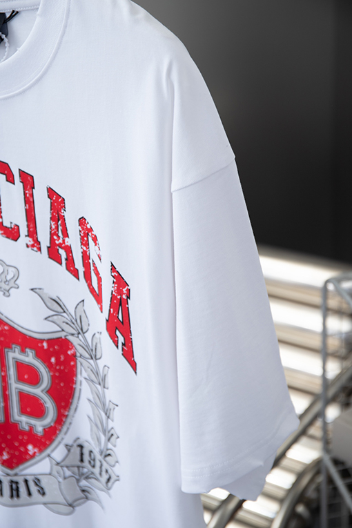 バレンシアガコピー クラシックなダブルB麦穂ロゴ落書き半袖Tシャツ