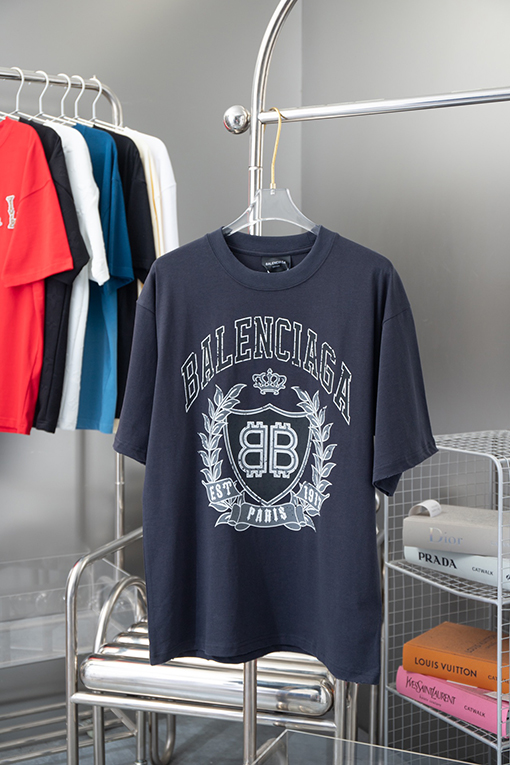 バレンシアガコピー クラシックなダブルB麦穂ロゴ落書き半袖Tシャツ